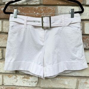 White House Black Market White Belted Shorts